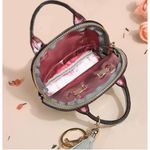 Sage Green Mini Tote Bag Keychain Coin Purse Pu Leather for Mini Pouch Zipper Photo 3