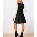 Allegra K NWT Women’s Black Faux Suede Sleeveless Pinafore Dress - Small Photo 2