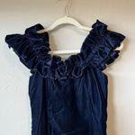 Handmade Vintage Velvet Blue Prom Event Wedding HOCO Drop Waist Ruffle regency costume xs Photo 4