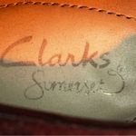 Clarks Somerset Suede Burgundy Grey Loafers Sz 8.5 Photo 3