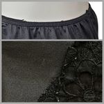 Vintage 70s Black Satin Lace Slip Skirt. XS/S. Lingerie Whimsigoth Coquette Goth Photo 9