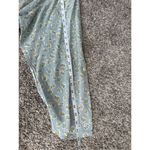 Flax Oversized Button Up Blouse Sheer Rayon Floral Pattern Tunic Blue Women’s M Photo 9