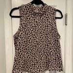 Akemi + Kin  Anthropologie Size S Burgundy Silver Knit Mock Neck Leopard Top Photo 0