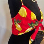 Lulumari Lemon print red halter top small Photo 1