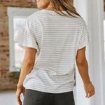 Boutique Ruffle Sleeve Striped Top Photo 2