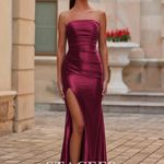 Simple Bodycon Silk like Satin Strapless Floor Photo 5