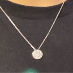 Silver‎ S925 Crystal Pave Disc Pendant Necklace Sterling Silver signed CP Photo 1