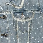 POL Size S Blue - White Star Print Distressed Frayed Denim Jean Jacket Photo 2