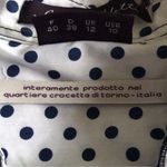 Gaia Boldetti White and Navy Ruffle Blouse Size 10 Photo 5