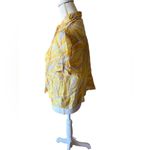 Michael Kors ‎ Yellow White Abstract Pattern Short Sleeve Button Blouse Photo 1