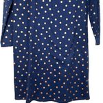 Boden Women’s Metallic Polka Dot Sweatshirt Dress Navy Blue/Copper Size 6 L Blue Photo 5