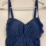 Pretty Polka Dot Navy/Teal Ruched Skater Swimdress Swimsuit Size Med EUC #1123 Blue Photo 4