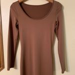 Women’s Basic Scoop neck Maxi Dress Brown Photo 2