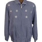 Vintage seersucker gingham bomber embroidered and embellished stars size 10 White Photo 0