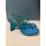 Melissa Do Brasil Y2K Blue Jelly Thong Sandals Heels Platform Size 6 USA Photo 2