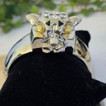 Vintage Statement Clamper Hinge Bracelet Silver CZ Panther Photo 2