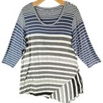Dress Barn  DB Sunday Tunic Top Womens XL Blue Gray Stripe Asymmetric Stretch Photo 0