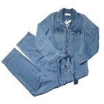 Madewell NWT Denim Tie-Waist Jumpsuit in Claireville Wash Jean Coverall S Photo 0