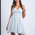 Elegant Light Blue Floral Mini Dress Photo 1