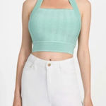 Guess  SOFIE RIB CROP HALTER Women’s TOP IN GREEN Sz Medium Photo 0