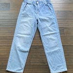 American Eagle  Paperbag Straight Leg Denim Womens Sz 12 Light Blue Jean Photo 0