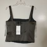 ZARA NEW!  grey satin square neck bustier cropped sleeveless top size US Medium Photo 2