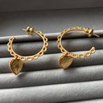 NWOT Julie Vos Gold hoop heart earrings Photo 0