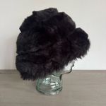 Black Faux Fur Oversized Black Bucket Hat Rocker Goth Y2K Reversible? One Size Photo 1
