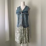 Vintage ‘90s Denim & Floral Print Rhinestone Embellished Knee Length Dress Blue Size M Photo 1