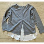 Global Work Gray Layered Long Sleeve Top with White Underlay Medium Size Photo 4