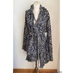 Sundance  Navy and Cream Knit Fringe Belted Western Cardigan XS Photo 1