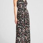 Gap  Black W/Pink Floral Criss Cross Strappy Back Maxi Sundress Size 0 Photo 0