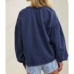 Aerie  Easy Street blue oversized tie neck sweater size small Photo 1