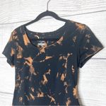 Hand Dyed Black Bleach Tie Dye Scoop Neck Short Sleeve Bodysuit Top Size Large Photo 1