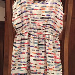 ❤️ Abstract Print Skater Dress White Size XS Photo 0