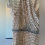 Mac Duggal NWT Beaded Butterfly Sleeve Column Gown in Nude Silver Sz 14 Photo 5