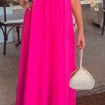 ZARA Women’s Hot Pink Chiffon Open Back Loose Fit Flowy Maxi Dress Size Small Photo 0