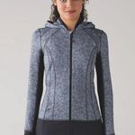 Lululemon Athletica Womens Daily Practice Zip Up Hooded Jacket Gray Black Size 8 Photo 0