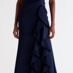 Xscape Evenings Ruffle Off Shoulder Scuba Gown Photo 0
