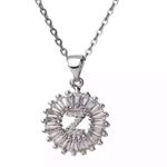 Silver Initial Crystal Pendant Necklace A Photo 6