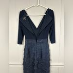 Adrianna Papell  Navy Blue Sheath Dress Tiered Ruffle Skirt 4 Formal Cocktail Photo 5