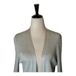 Luisa Spagnoli Sweater Women Small‎ Silver Metallic Knit Open Italian Cardigan Photo 2