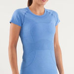 Lululemon Run Swiftly sz 6 Blue Shirt - I Go the distance for chocolate Photo 0