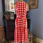 Ann Taylor Red Gingham Halter Midi Dress – Size S (NWT) Photo 1