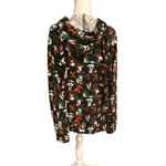 LA Soul Mushroom Garden Print Hoodie Womens Size Large Front Pocket Cotton Blend Black Photo 3