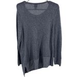 Chico's Women's Top 2 L Sm Blue Metallic Knit Asymmetric Hem Stretch casual work Photo 1