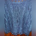 ZARA  Metallic Blue Wool blend Cable Knit Frayed Sleeveless Crop Top size s Photo 6