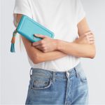 New Hobo International NILA Large Zip Around Wallet Aqua Blue Photo 1