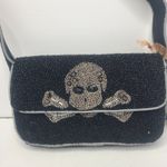 Viral Black Beaded Skull & Crossbones Shoulder Bag Made In India Goth Punk Photo 1