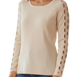 Elie Tahari Ellie Tahari extra fine merino wool cut out Creme sweater top size Xs Photo 0
